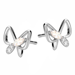Srebrne Kolczyki Motyl z Opalem i Cyrkoniami - JubilerSezam.pl