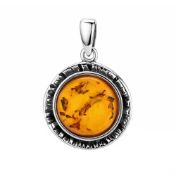 Wisiorek srebrny 925 z bursztynem koniakowym kaboszon