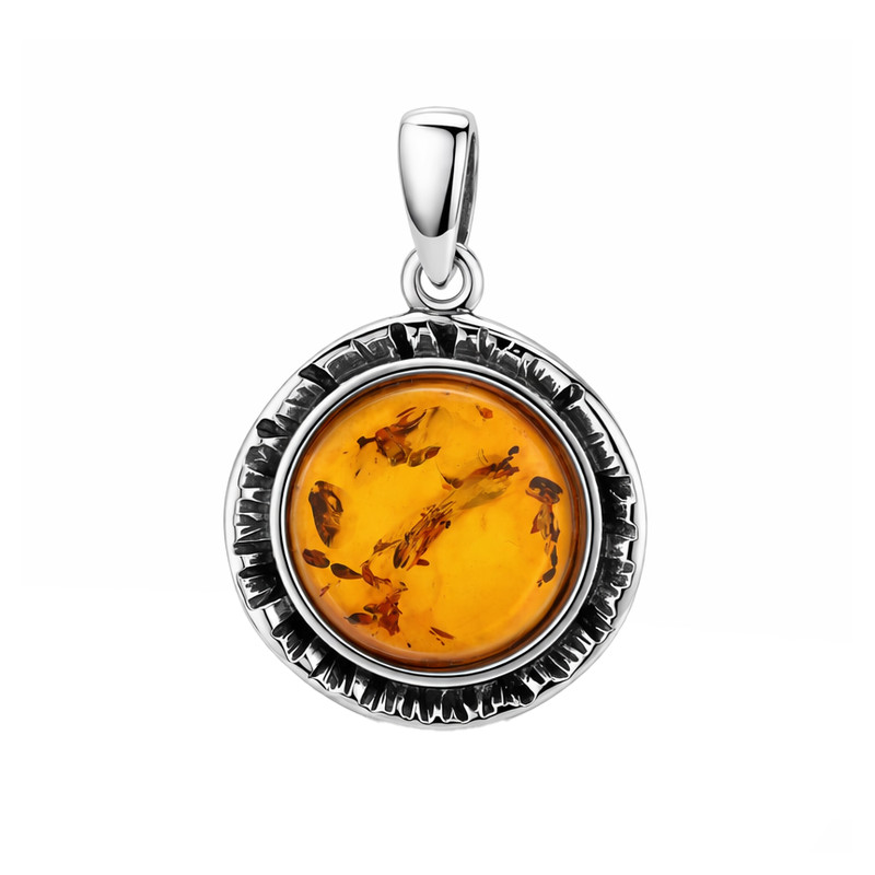 Wisiorek srebrny 925 z bursztynem koniakowym kaboszon