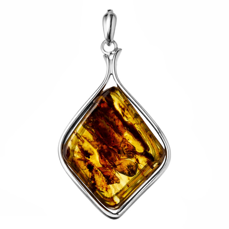 Wisior srebrny 925 z bursztynem miodowym
