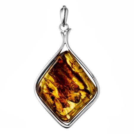 Wisior srebrny 925 z bursztynem miodowym