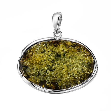 Wisior srebrny925 z bursztynem zielonym