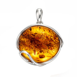 Wisior srebrny 925 z bursztynem koniakowym