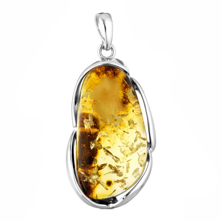Wisior srebrny 925 z bursztynem miodowym