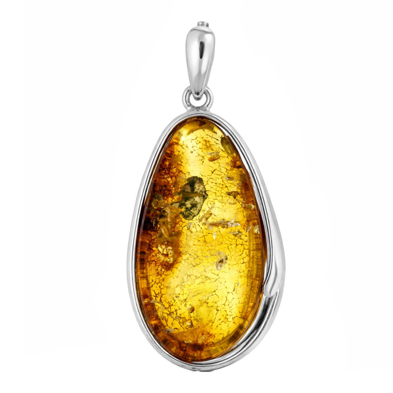 Wisior srebrny 925 z bursztynem miodowym owal