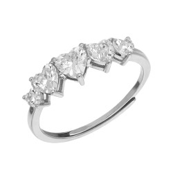 Pierścionek srebrny z cyrkoniami w kształcie serc próba 925