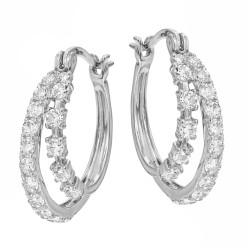 Kolczyki srebrne owalne podwójne koła z cyrkoniami próba 925