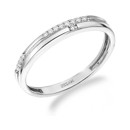 Pierścionek dwie szyny z cyrkoniami, srebro 925