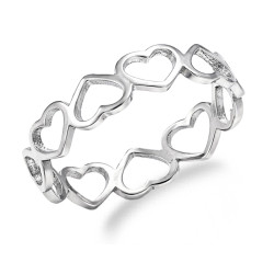 Pierścionek z sercami ramka, srebro 925