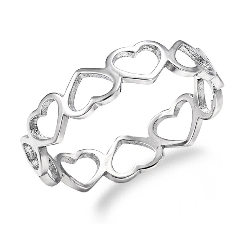Pierścionek z sercami ramka, srebro 925