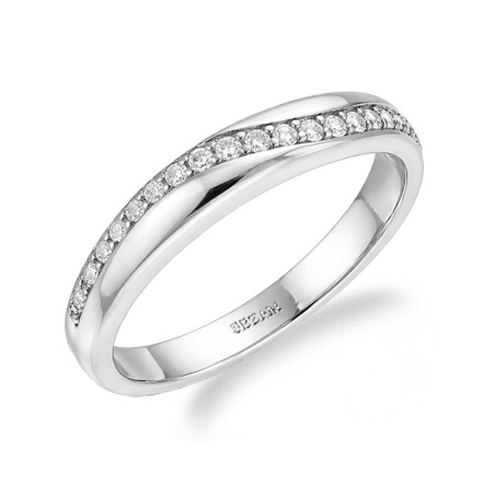 Pierścionek z falą z cyrkonii, srebro 925