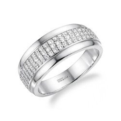 Pierścionek z trzema rzędami cyrkonii, srebro 925