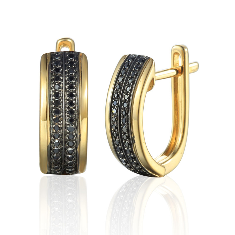 Kolczyki złote z czarnymi diamentami 0,15 ct