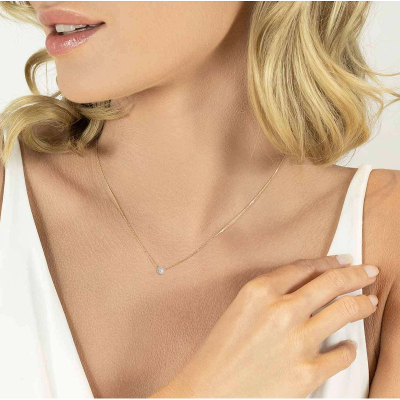 Naszyjnik SWEET z diamentami 0,02 ct na łańcuszku anker, złoto 585