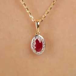 Wisiorek z rubinem  0,30 ct i diamentami 0,01 ct, złoto 585