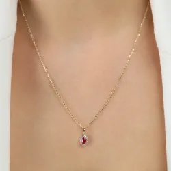 Wisiorek z rubinem  0,30 ct i diamentami 0,01 ct, złoto 585