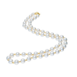 Srebrny pozłacany naszyjnik z perłami - JubilerSezam.pl