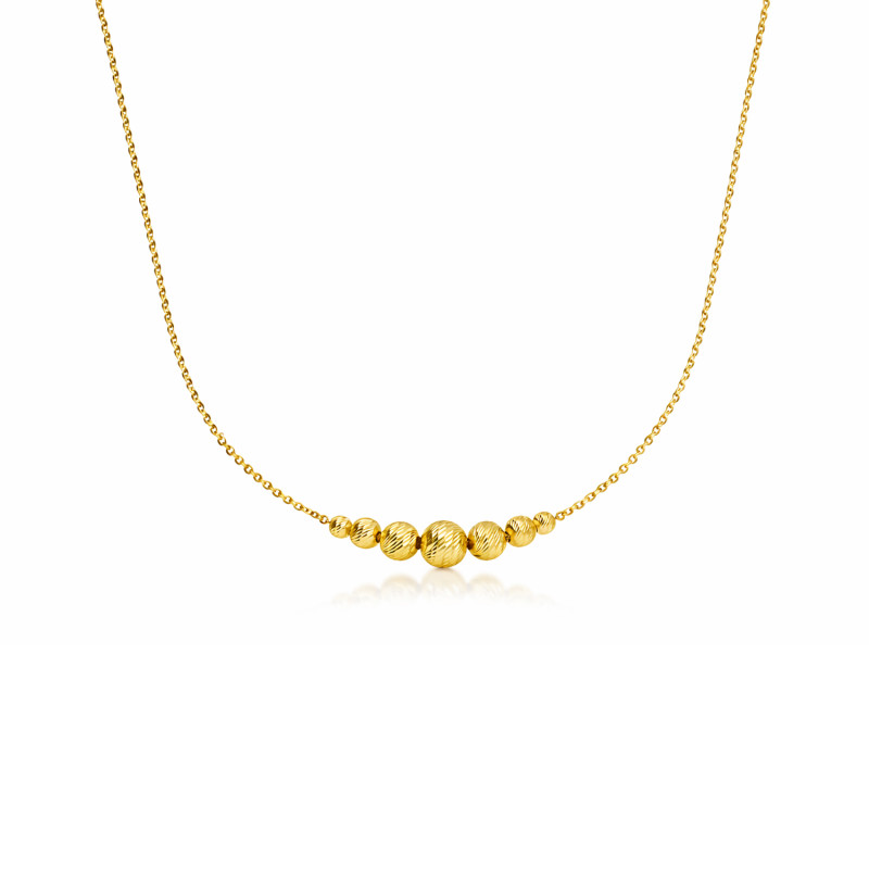Złoty naszyjnik z grawerowanymi kulkami pr. 585 - JubilerSezam.pl
