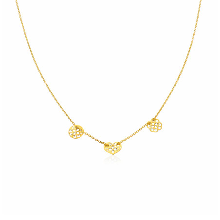Złoty Naszyjnik Koniczyna, Serce i Koło pr. 585 - JubilerSezam.pl