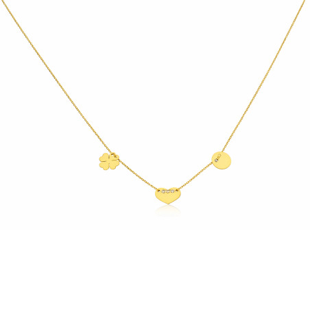 Złoty Naszyjnik Koniczynka, Serce, Kółko pr. 585 - JubilerSezam.pl