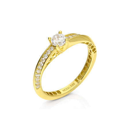 Złoty Pierścionek z Cyrkoniami pr. 585 Soliter - JubilerSezam.pl