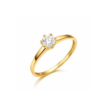 Złoty Pierścionek z Białą Cyrkonią pr. 585 - JubilerSezam.pl