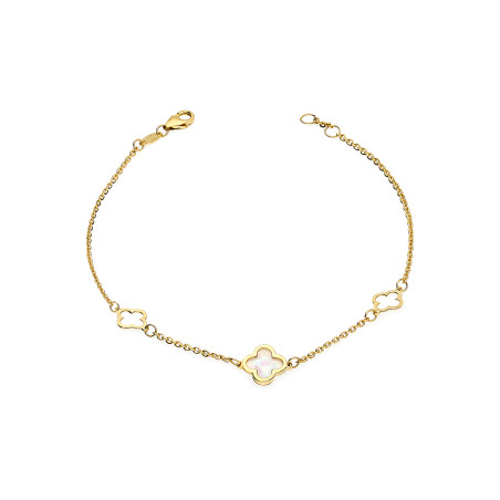 Złota Bransoletka Koniczynki pr. 585 z Masą Perłową - JubilerSezam.pl
