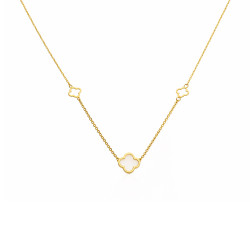 Złoty Naszyjnik Koniczynka z Masą Perłową pr. 585 - JubilerSezam.pl