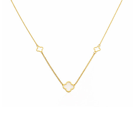 Złoty Naszyjnik Koniczynka z Masą Perłową pr. 585 - JubilerSezam.pl