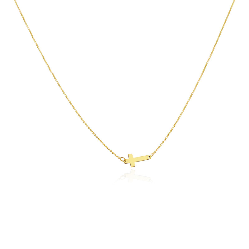 Złoty Naszyjnik Krzyżyk pr. 585 - Subtelna Elegancja - JubilerSezam.pl