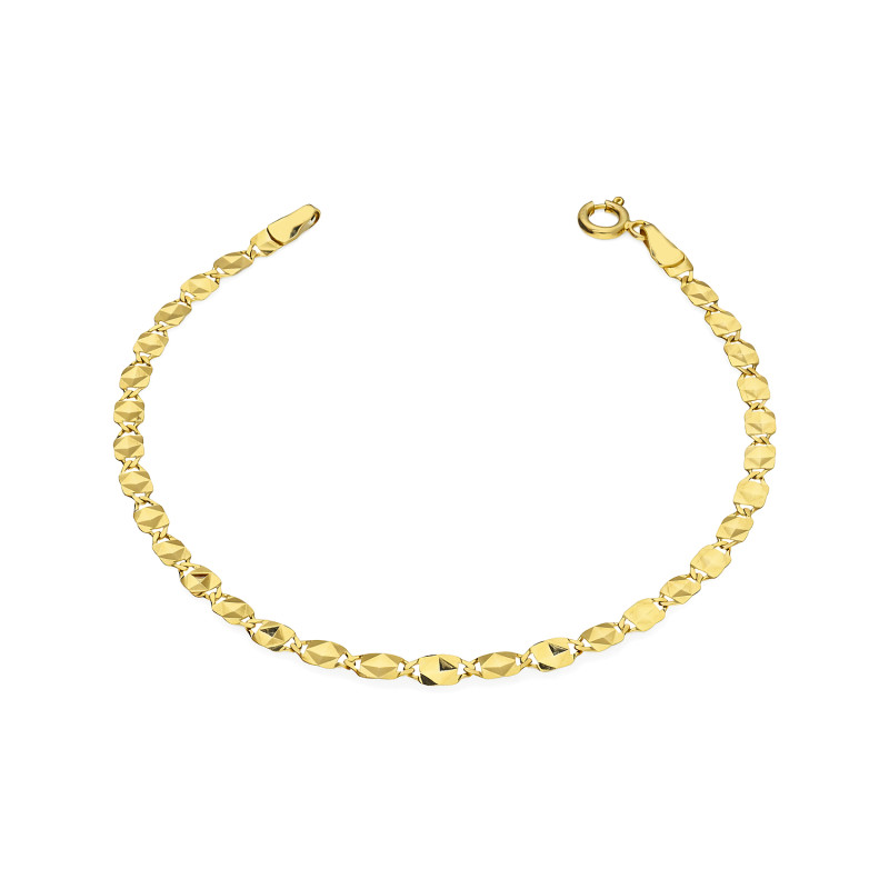 Złota Bransoletka Grawerowane Blaszki pr. 585 - JubilerSezam.pl