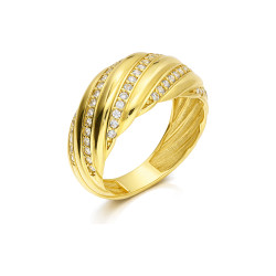 Złoty Pierścionek Blaszka z Cyrkoniami pr. 585 - JubilerSezam.pl