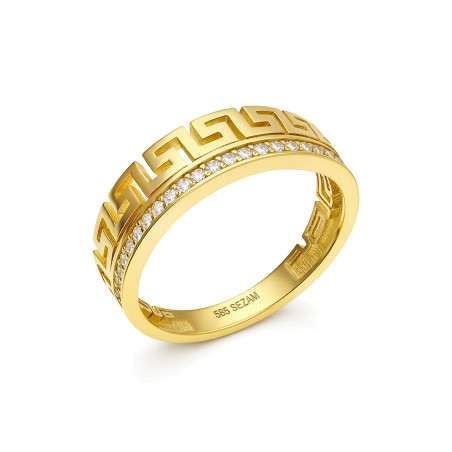 Złoty Pierścionek Grecki z Cyrkoniami pr. 585 - JubilerSezam.pl