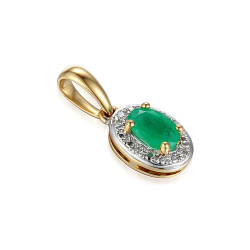 Wisiorek z owalnym szmaragdem 0,18 ct i diamentami 0,01 ct, złoto 585
