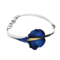 Bransoleta tytanowa lilja ozdobna o oprawie ze srebra 925