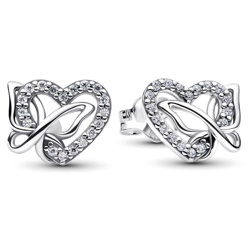 Pandora kolczyki sztyfty 294476C01 serce i motyl – delikatność i symbolika