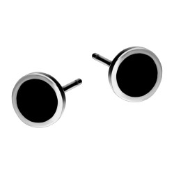 Kolczyki srebrne 925 kółka z czarną emalią