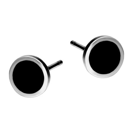 Kolczyki srebrne 925 kółka z czarną emalią