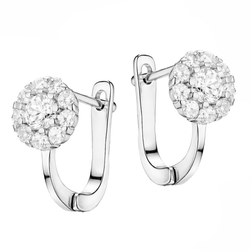 Kolczyki dla dziewczynki kwiatki z cyrkonią białą i różową, srebro 925