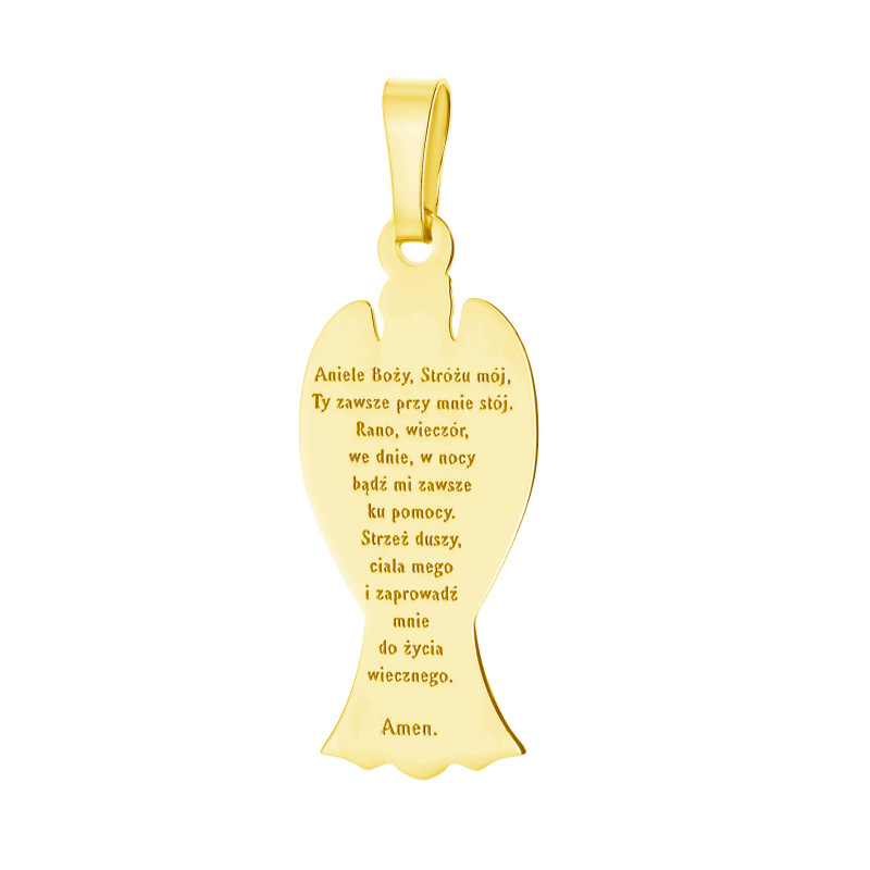 Medalik pozłacany Anioł z modlitwą