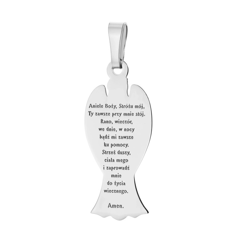 Medalik srebrny Anioł Opiekun z modlitwą
