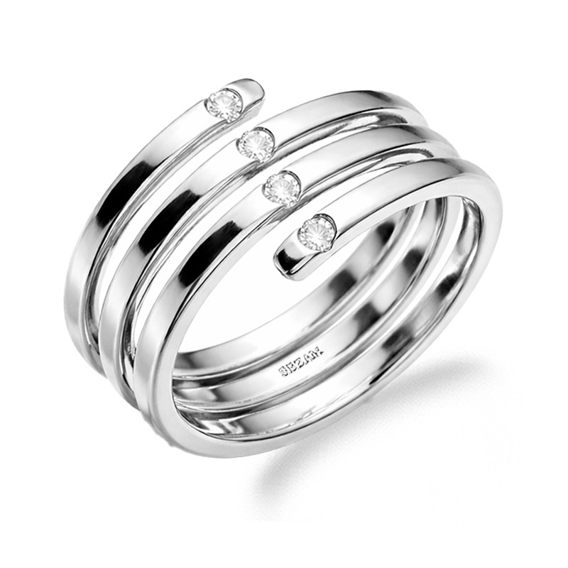 Srebrny Pierścionek Sprężynka z Cyrkoniami - JubilerSezam.pl