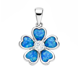 Srebrna Zawieszka Kwiat z Opali i Cyrkonią - JubilerSezam.pl