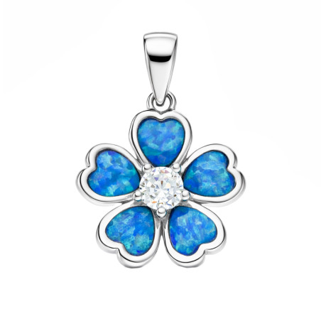 Srebrna Zawieszka Kwiat z Opali i Cyrkonią - JubilerSezam.pl