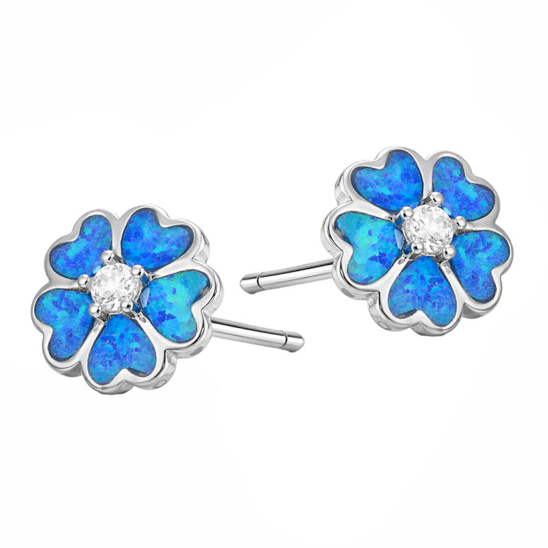 Kolczyki srebrne 925 z opalem jubilerskim niebieskim