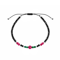Bransoletka sznurkowa z kolorowymi kulkami fasetowanymi
