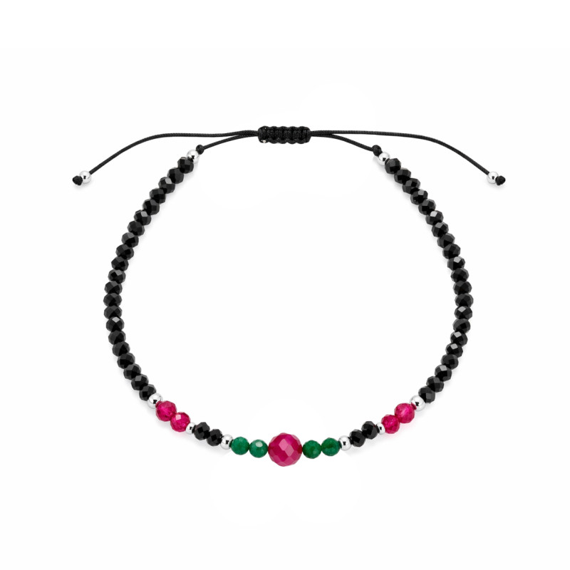 Bransoletka sznurkowa z kolorowymi kulkami fasetowanymi
