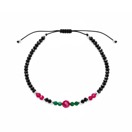 Bransoletka sznurkowa z kolorowymi kulkami fasetowanymi