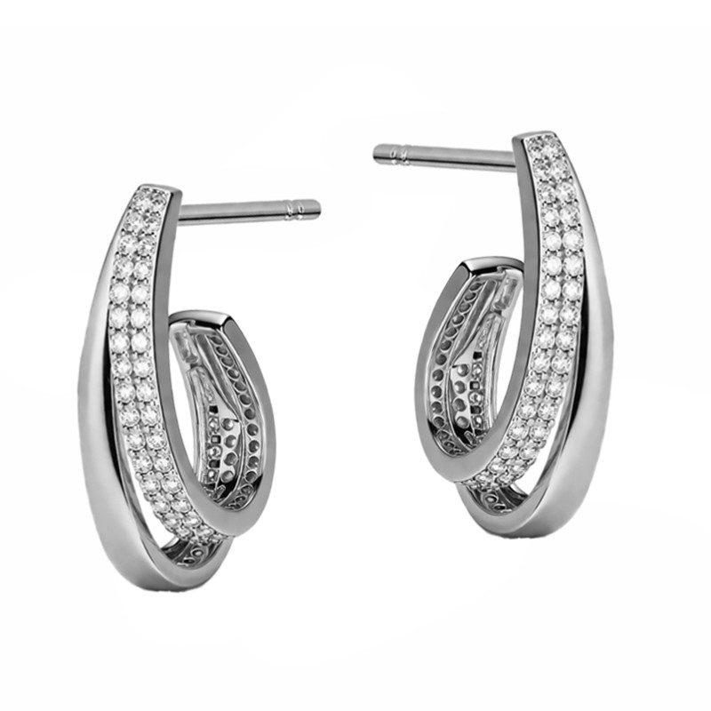 Srebrne kolczyki z cyrkoniami - paski pod ucho - JubilerSezam.pl