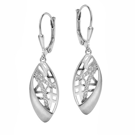 Kolczyki wiszące łezka ażurowa z cyrkoniami, srebro 925
